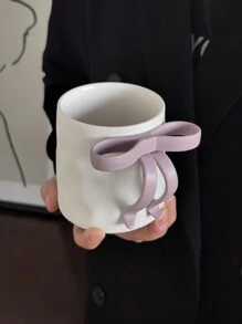 1 Peça Caneca Cerâmica 3D Fofa com Laço, Design Artesanal de Alta Qualidade, Caneca de Estilo Feminino para Café/Chá, Presentes para Amigos, Suprimentos Escolares, Presentes de Natal, Presentes de Aniversário Volta às Aulas - Multicolorido - Visão 12