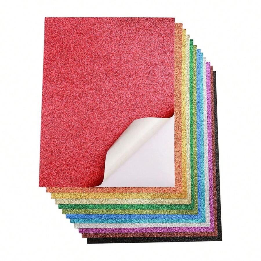 Papier cartonné à paillettes auto-adhésif, feuilles de paillettes de qualité supérieure pour l'artisanat, les projets artistiques et les décorations de fête, 10 pièces