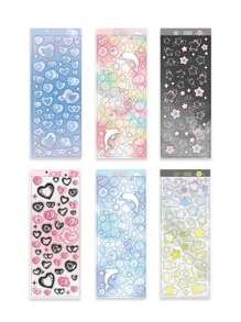 1 Bộ/6 Miếng Dán Bong Bóng Bán Trong Suốt Đầy Màu Sắc Cho Scrapbooking, Nhật Ký Trang Trí - Hồng - Xem 1