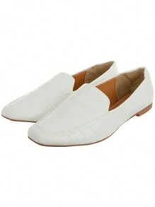 Kit 2 Pairs Women's Moccasin Shoes Donatella Shoes Square Toe Plain Suede Classic Casual Ounce And Miscellaneous - 白色 - 查看 2