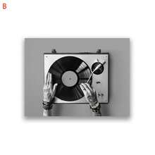 1 件复古音乐墙壁艺术黑白黑胶唱片照片海报帆布画印刷音乐家礼物音乐工作室装饰画，无框架 - 彩色 - 查看 8