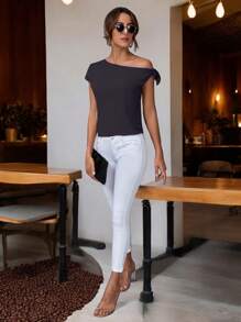 Blusa Dama Sexy y Cómodo Con Hombro Descubierto De Moda Mujer Temporada - Negro - Ver 1