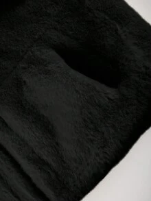 Ladies' Versatile Fluffy Coat With Pocket: Reversible, Simple And Perfect For Fall And Winter - Black - View 11