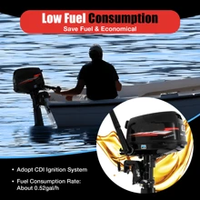 6.5HP 4-Stroke Outboard Motor Gasoline Boat Engine CDI Water Cooling System 4-Stroke 6.5HP Outboard Motor Boat Marine Engine Water-Cooling System 12L 123CC - Black - View 5