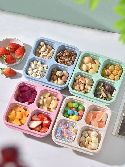 1pc 4-Compartment Snack Container, With 4 Detachable Compartments Lunchbox Container, Reusable Meal Prep Snack Container, Snack Lunch Box, Separated Fast Food Box, Suitable For Teenagers And Workers In Schools, Cafeterias, Homes And Camping,