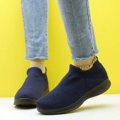 Women's Red Air Cushion Lace-Up Shock-Absorbing Sports Casual Shoes Knitted Shoes Socks Shoes Dance Shoes