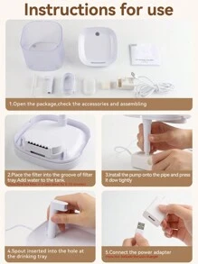 ROJECO ROJECO Automatic Cat Water Fountain , 1.5L/50oz Transparent Pet Water Dispenser For Cats Dog Smart Drinking Fountain Purifier Accessories