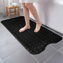 1pc Bath Mat - Lux Decor Non-Slip Durable PVC Tub Mat With Suction Cups And Drainage Holes - 40x16 Inches- For Shower And Bathtub Comfort, Roll-Up Storage, Home Decor, Back To School, Graduation Gifts-, Spring Cleaning Upgrade, Valentine's Day Spa Feel, Safety First, Quick Dry Surface, Mold Resistant, Easy Clean, Comfortable Standing, Shower Essential, Bathtub Safety, Bathroom Upgrade, Daily Use Mat, Home Basic, Family Use, Everyday Living - 黑色 - 查看 5