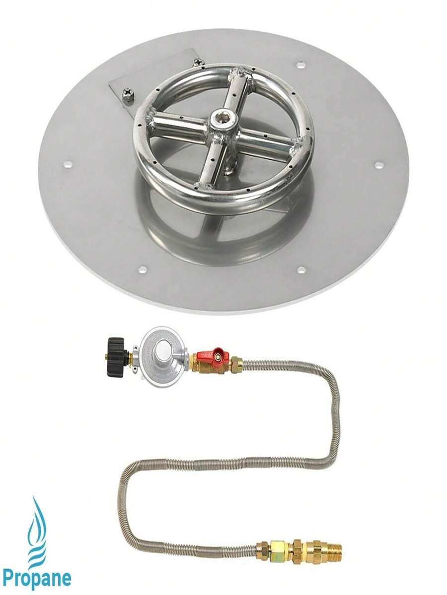 American Fireglass SS-RFPMKIT-P-12 12 In. Round Stainless Steel Flat Pan With Match Light Kit - Propane - Nhiều màu - Xem 1