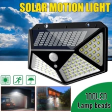 户外太阳能灯 - 太阳能壁灯 100 个 LED 无线太阳能运动传感器安全灯，270° 广角防水，3 种可选模式，适用于花园露台庭院前门车库门廊（1/2/4 个装） - 彩色 - 查看 3