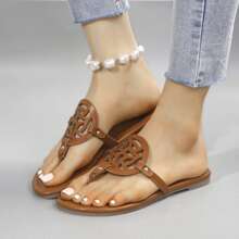 Women's Comfortable Flat Sandals Flip Flop Sandals Dressy Thong Sandals - màu nâu - Xem 8