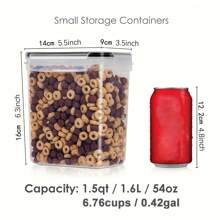 THELIFE 1/8 Pcs Plastic Food Storage Container Set, Airtight Sealed Canister With Lid For Flour, Sugar, Cereal, Dry Food, Dishwasher Friendly - Clear - View 11