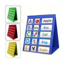Desktop Pocket Chart, Tabletop Teaching Classroom Pocket Charts, Double Side And Self Standing Pocket Chart - Blue Color - View 4