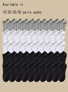 50 đôi tất mắt cá chân các loại màu đen, trắng và xám thoáng khí, chống mùi cho nam và nữ - Nhiều màu - Xem 1