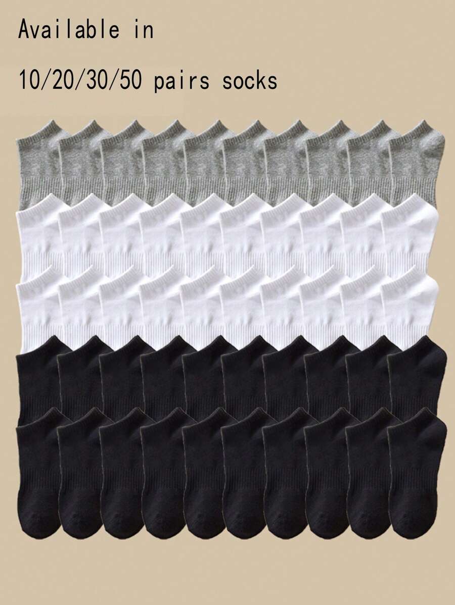50 đôi tất mắt cá chân các loại màu đen, trắng và xám thoáng khí, chống mùi cho nam và nữ - Nhiều màu - Xem 1