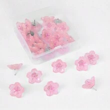 20/30/50pcs Pink Cherry Blossom Pins, Resin Flower Decorative Push Pins, Photos, Posters, And Other Office And School Supplies And Accessories Back To School,Back To School,School Supplies