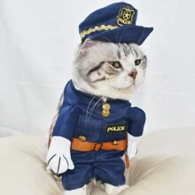 Dog & Cat Policeman Costume Funny Dress Up Apparel Pet Accessories Halloween Halloween Costumes - Navy Blue - View 2