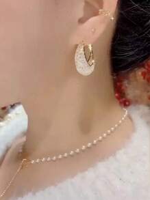 1 对女士水晶状网状耳环，镂空水滴设计，优雅时尚，适合日常佩戴或送礼 - 閃亮耳圈 - 查看 4