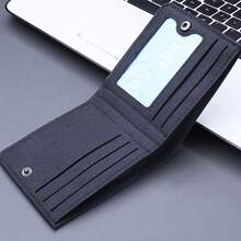 1 Stylish Men's Wallet Convenient Black Canvas Card Holder 26 Letters Double Folding Short Wallet Wallet Small - Black - View 6