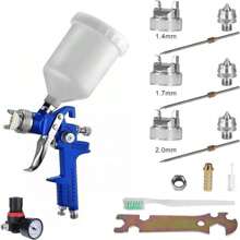 Pistola Pintura Pulverizadora Aire Comprimido Hvlp Pared Kit Vmingo - Azul - Ver 2