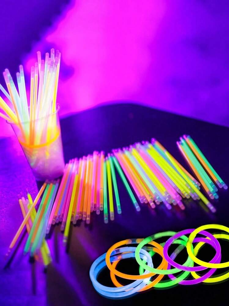 20/100pcs Party Glowing Sticks, Neon Light Necklace, Bright Colorful Glow Stick For Wedding Party, Random Color Glow Sticks,Gifts,Party Gifts,Candy,Party Lights,Party Glow,Neon,Glow Sticks,Glow,Random Gifts,Neon Colors,Pinata - Multicolor - View 1
