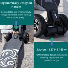 OMW Cavalry Electric Skateboard, 3500W Max Power, 43.2V 20AH Battery, 37mph Max Speed, 34 Miles Range, Speeds Adjustable Electric Longboard For Adults & Teens Beginners - 黑色 - 查看 9