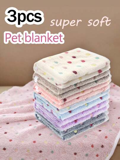 3pcs Coral Fleece & Flannel Pet Blanket, Super Soft & Cozy Pet Bed Cover, Suitable For All Seasons