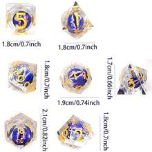 Bộ quà tặng xúc xắc thủ công bằng nhựa lõi lỏng Longgan Sharp Edge (Bộ 7 miếng Nhãn đỏ Nhân vật trắng Nhãn tím Nhân vật vàng Lá hoa nhỏ-Nhân vật vàng) Mắt rồng nhìn vào con số đó mỗi khi anh ta tung xúc xắc - Nhiều màu - Xem 6
