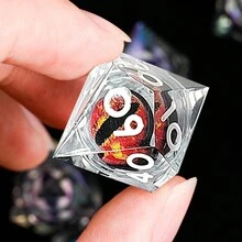 Bộ quà tặng xúc xắc thủ công bằng nhựa lõi lỏng Longgan Sharp Edge (Bộ 7 miếng Nhãn đỏ Nhân vật trắng Nhãn tím Nhân vật vàng Lá hoa nhỏ-Nhân vật vàng) Mắt rồng nhìn vào con số đó mỗi khi anh ta tung xúc xắc - Nhiều màu - Xem 4