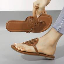 Women's Comfortable Flat Sandals Flip Flop Sandals Dressy Thong Sandals - màu nâu - Xem 7