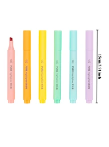 1box/6pcs Macaron Colored Fluorescent Highlighter With Slanted Head And Eye Protection Effect,Colored Marker Pen, Student Stationery Back To School