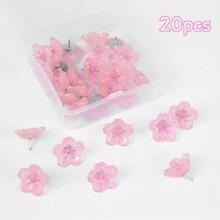 20/30/50pcs Pink Cherry Blossom Pins, Resin Flower Decorative Push Pins, Photos, Posters, And Other Office And School Supplies And Accessories Back To School,Back To School,School Supplies