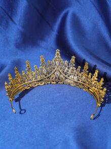 1pc Elegant Vintage Baroque Rhinestone Crown, Sparkling Luxurious Royal Bridal Headpiece For Women Valentine's Day Accessories - 紅色 - 查看 5