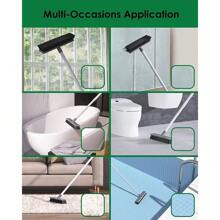 Floor Scrub Brush 2 In 1 Scrape&Brush Push Broom Stiff Bristle 17"-55" Handle