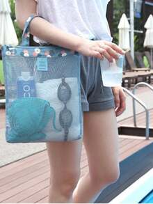 1 pieza Bolsa de malla para playa y natación de verano para almacenamiento de trajes de baño - Azul - Ver 2