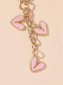 1 件女式锌合金珐琅心形钥匙扣吊坠包饰情侣礼物钱包带零钱包 - 粉色 - 查看 4