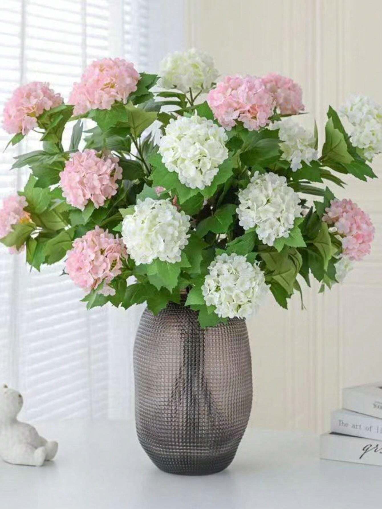 1pc Premium Artificial TripleHead Hydrangea Flower, Ideal Decorative