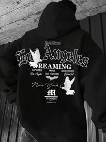 Sudaderas sueltas de talla grande para adolescentes, sudaderas con capucha de manga larga con estampado de pájaro de la fe y letra, con gráfico casual, oversize