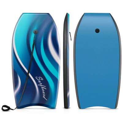 COSTWAY 33"/37"/41" Lightweight Body Board With EPS Core XPE Deck HDPE Bottom Crescent Tail Blue