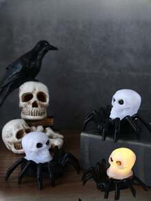 万圣节蜘蛛蜡烛 LED 灯，无焰 LED 蜡烛，南瓜鬼头氛围灯，幽灵电动闪烁假蜡烛，适用于万圣节派对装饰万圣节装饰房间装饰万圣节花园装饰礼物仙女节日装饰节日装饰 - 暖白色 - 查看 9