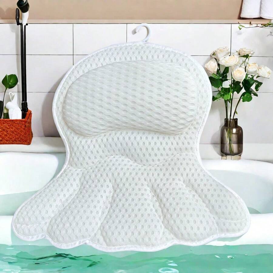 1 Gối Tắm Màu Trắng, Gối Tắm Sang Trọng Cho Cổ Và Lưng Bồn Tắm, Gối Tựa Đầu Bồn Tắm Với Vải Lưới 4D Mềm Mại Và Cốc Hút Chống Trượt, Phụ Kiện Tắm Thư Giãn Quà Tặng Spa - trắng - Xem 1