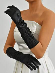 1 Pair Of Bridal Wedding Long Gloves, White Elbow-Length Wedding Gloves, Bridesmaid Wedding Arm Decoration, Romantic And Elegant Photography Dress Props, Ladies Wedding Lawn Wedding Decoration, Festival Performance, Banquet, Wedding Dance, Etc. Fall Clothes For Women - Multicolor - View 5