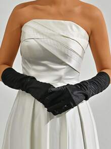 1 Pair Of Bridal Wedding Long Gloves, White Elbow-Length Wedding Gloves, Bridesmaid Wedding Arm Decoration, Romantic And Elegant Photography Dress Props, Ladies Wedding Lawn Wedding Decoration, Festival Performance, Banquet, Wedding Dance, Etc. Fall Clothes For Women - Multicolor - View 6