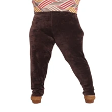 WOMEN'S VELVET COLLAR PANTS WITH HIGH BACK WITH ELASTIC - 鏽棕色 - 查看 3