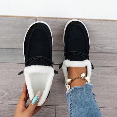 Autumn Winter New Plus Size Women Shoes Casual Solid Color Square Toe Short Plush Warm Winter Shoes In Stock