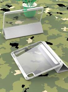 Silicone Folding Anti-Drop Protective Case With Pencil Slot, Compatible With IPad, Mirror Apple Design