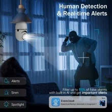 Light Bulb Camera 2K Resolution Home Wifi3MP Security Camera, Intelligent 360 Ptz Indoor/Outdoor Light Bulb Security Camera, Remote Voice Intercom HD Night Vision Light Bulb Security Camera Can Be Used Indoors And Outdoors - 白色 - 查看 10