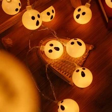 1 件 LED 万圣节鬼球灯串，恐怖派对装饰户外庭院恐怖氛围灯万圣节装饰房间装饰万圣节花园装饰礼物仙女节日装饰节日装饰 - 暖色 - 查看 3