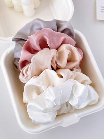 5 st mångsidiga stora hårsnoddar i satin i vintagestil för kvinnor, dopaminhårsnoddar, hårsnoddar med hästsvans, avslappnade accessoarer