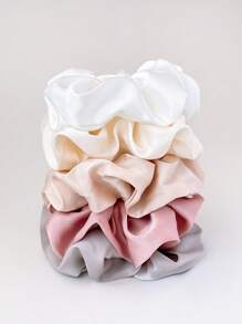 5件套多功能复古风大号缎面发圈套装，女士适用，多巴胺发圈，休闲马尾辫发饰 - 彩色 - 查看 6